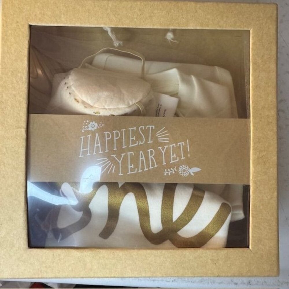 Ivory "One" Baby Bodysuit & Hat Set By Hallmark Size 12-18 Months